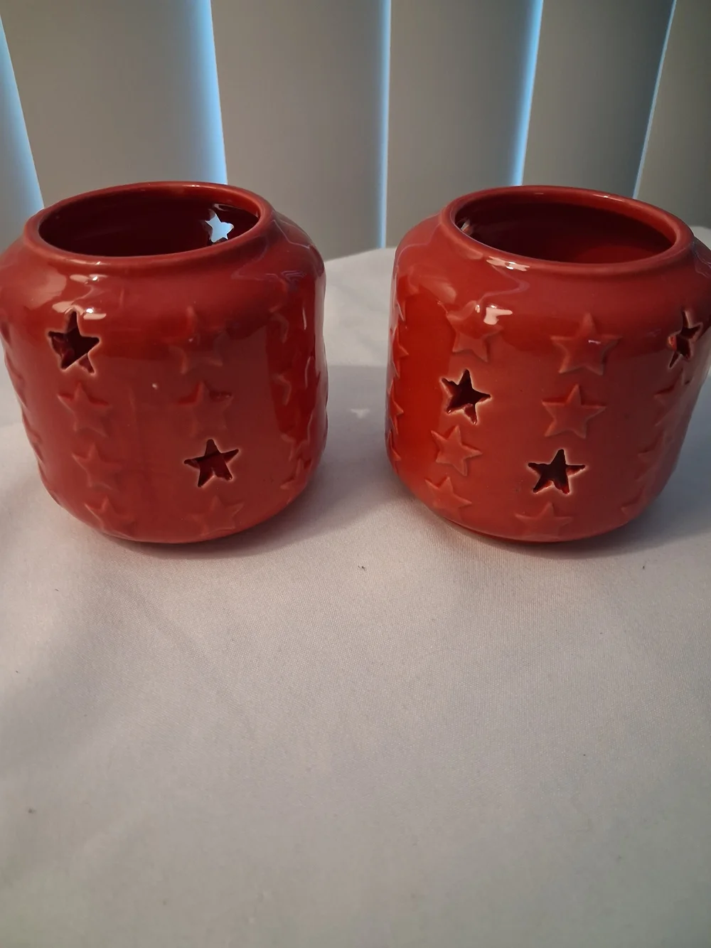 Red Ceramic Tea Light Holders - Home Accents Stars